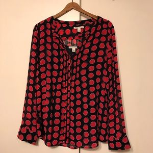 Banana Republic red and navy blouse